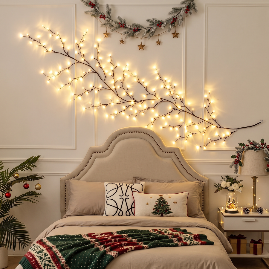 Styled for the holidays over a mantel