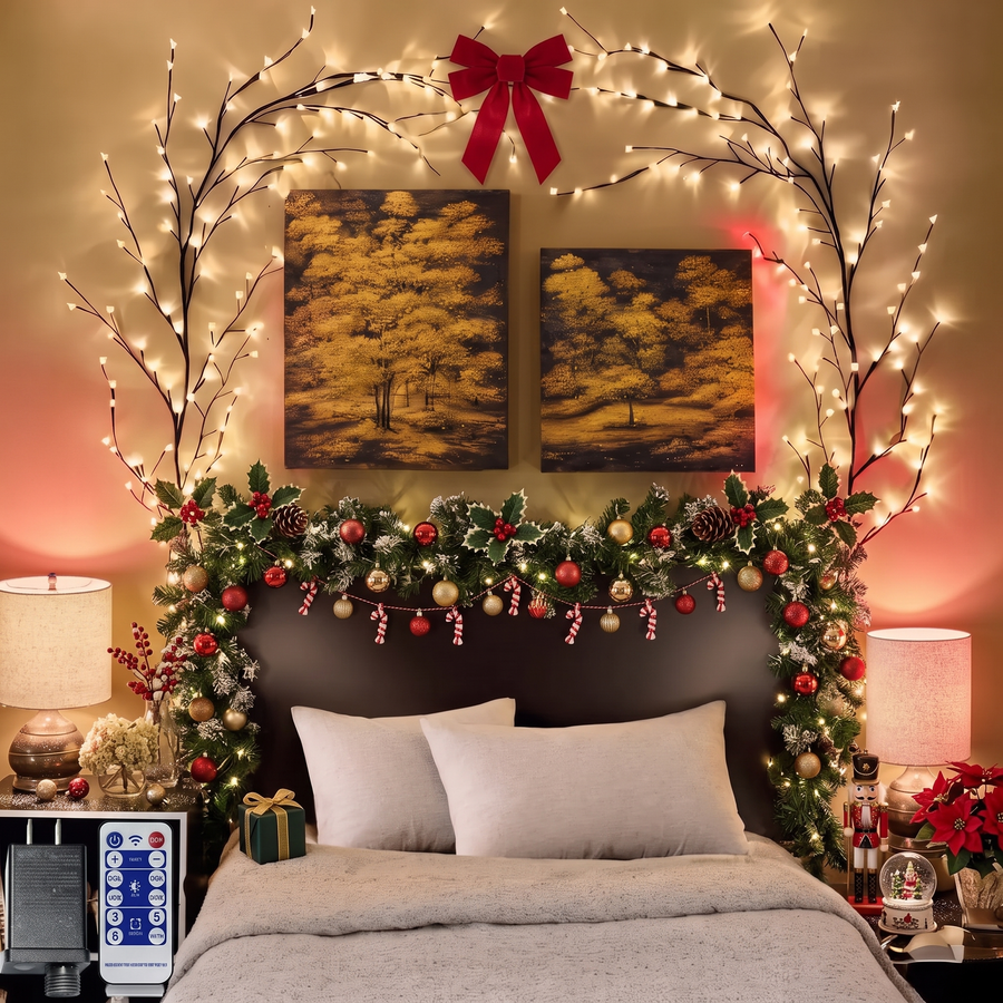 An arched installation over a headboard